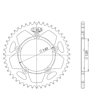 Triumph Tiger 955 I 2005 – 2006 Alu-Kettenrad Supersprox 530 - 45Z (schwarz)