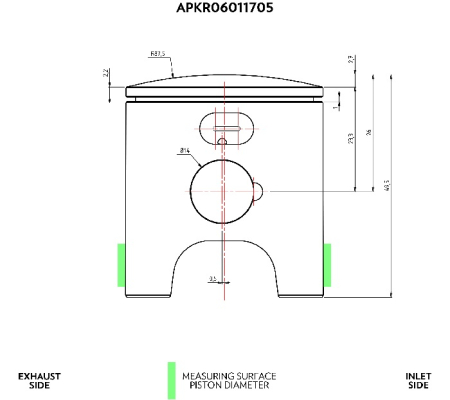 Kreidler 60ccm Luftgekühlt VHM Kolbensatz 43,95mm 14mm Kolbenbolzen 1-Ring