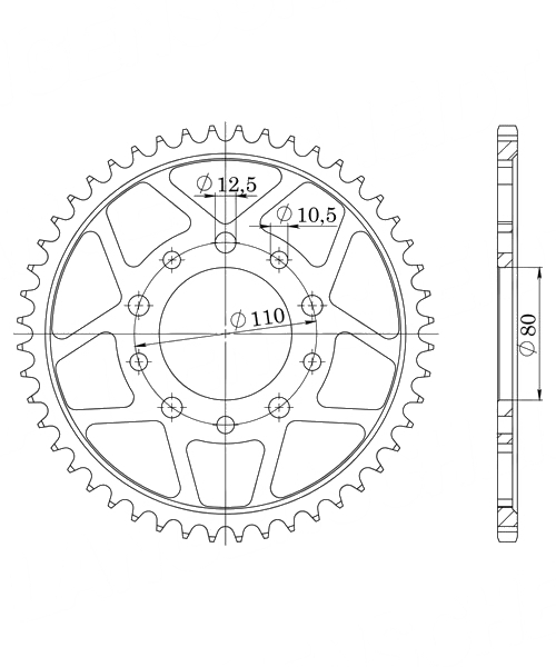 Honda VF1000 F Interceptor 1984 – 1986 Alu-Kettenrad Supersprox 530 - 46Z (schwarz)