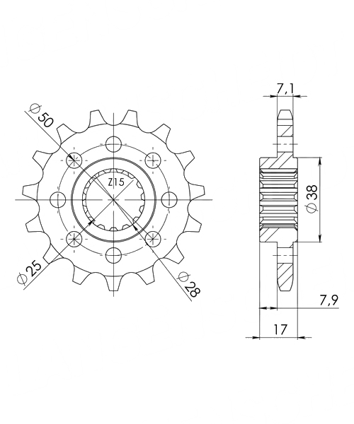 Ducati 1299 Panigale R ABS 2015 – 2017 Ritzel Supersprox 525 - 15Z