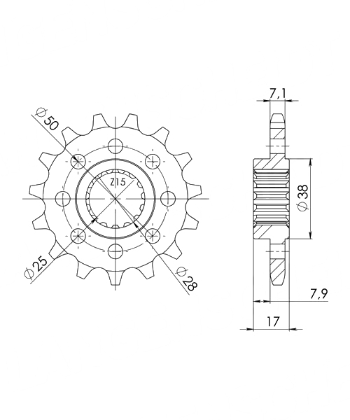 Ducati 1299 Panigale R 2015 – 2017 Ritzel Supersprox 520 - 14Z