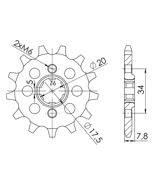 Kymco Maxxer 50 2007 - 2014 Ritzel Supersprox 520 - 12Z