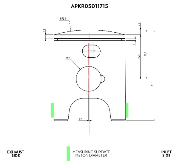 Kreidler 50ccm Luftgekühlt VHM Kolbensatz 39,97mm 14mm Kolbenbolzen 1-Ring